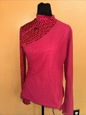J.Lindeberg Two-Tone Magenta and Deep Magenta Asymmetric Long-Sleeve Top